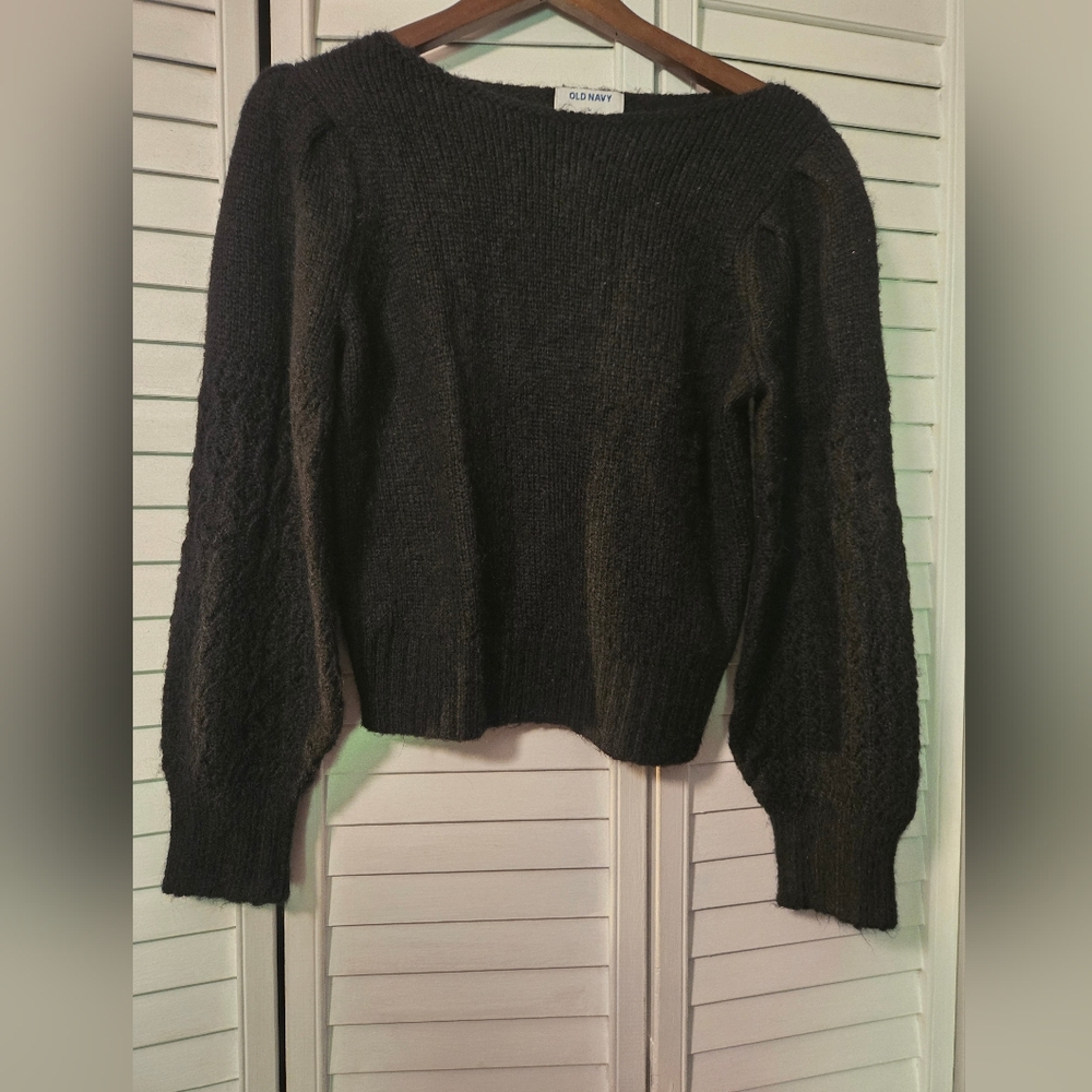Old Navy Black Textured Knit Sweater